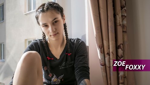 Zoe Foxxy - Exhibitionist teen takes huge dick at hotel window preview