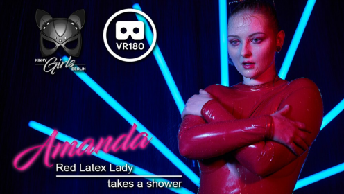 Red Latex Lady Takes A Shower preview