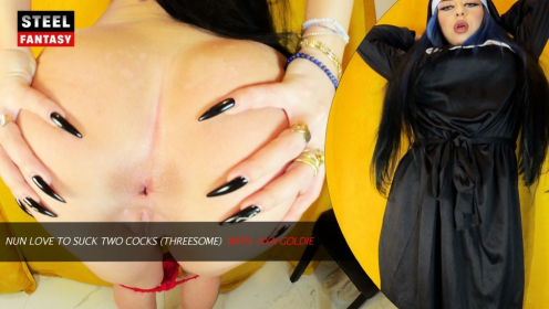 Nun Love To Suck Two Cocks (THREESOME) With Aya Goldie preview