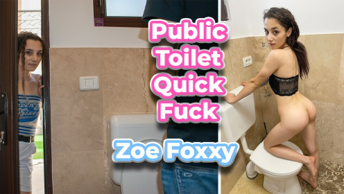 Zoe Foxxy - Brunette teen quick fuck in public toilet preview