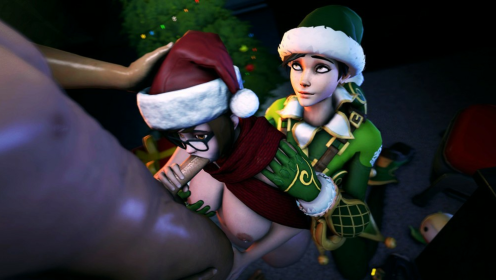 Overwatch Mei and Tracer in Sexy Candy Cane Parody preview